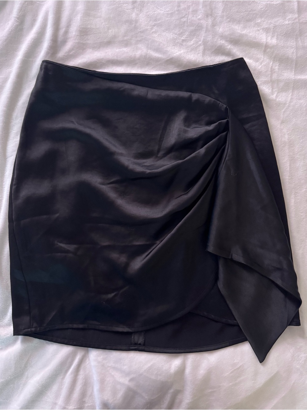 EXPRESS Black Draped Wrap Satin Mini Skirt